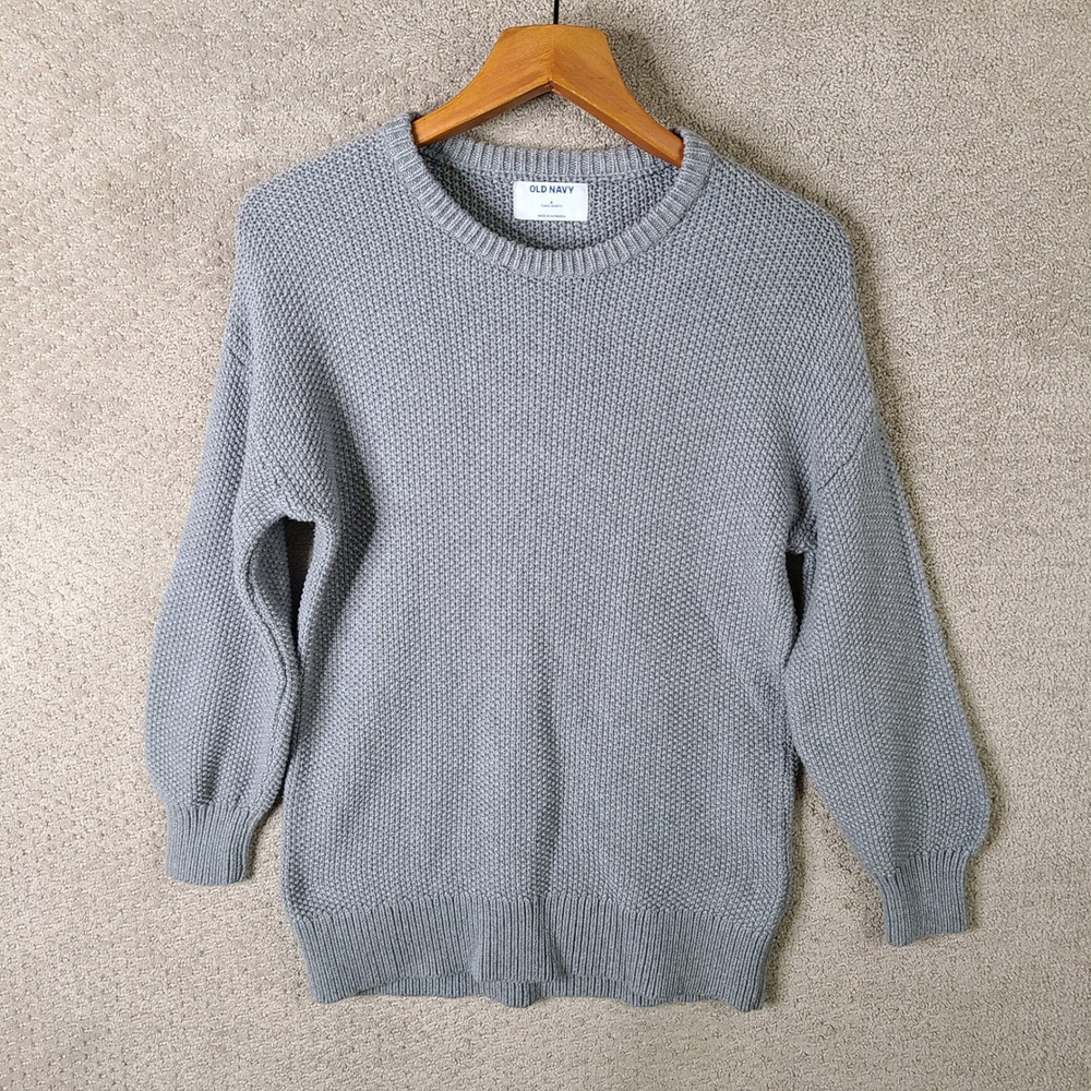 Old‎ Navy Sweater Womens Small Grey Tunic Length Cotton Knit Crew Neck Casual